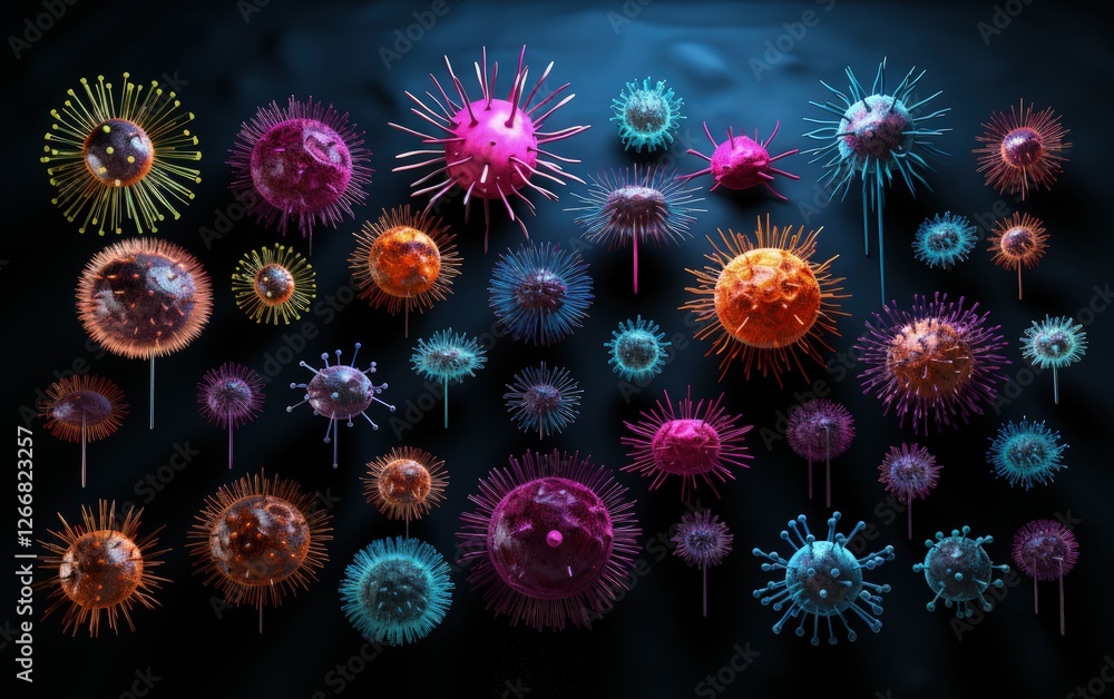 Highly Detailed Knolling Artwork of Microscopic Germs and Viruses Highly Detailed Knolling Artwork of Microscopic Germs and Viruses