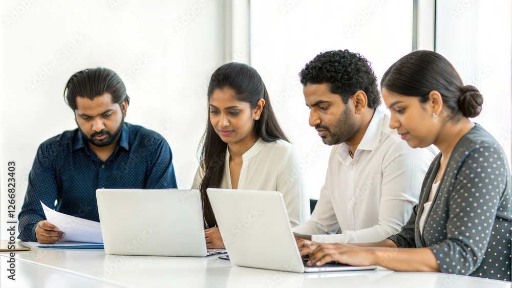 Indian Team Reviewing Reports in Boardroom
Indian Team Reviewing Reports in Boardroom