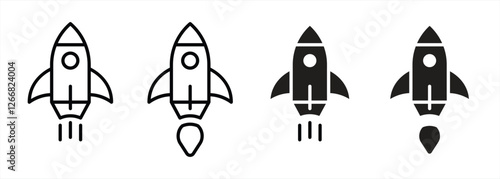 rocket icon set. launch spaceship, contain startup business symbol sign icon. vector illustration