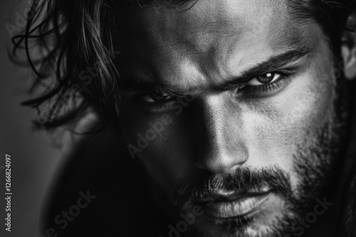 A classic portrait of a man with a long beard in black and white