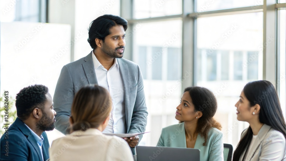Indian Team Leader Guiding Employees in Meeting
Indian Team Leader Guiding Employees in Meeting