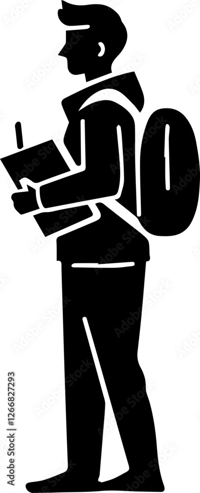 Fototapeta premium Student vector design in black and white illustration