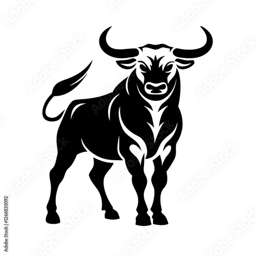 A sleek, modern bull silhouette ideal for branding, finance, or sports logos.