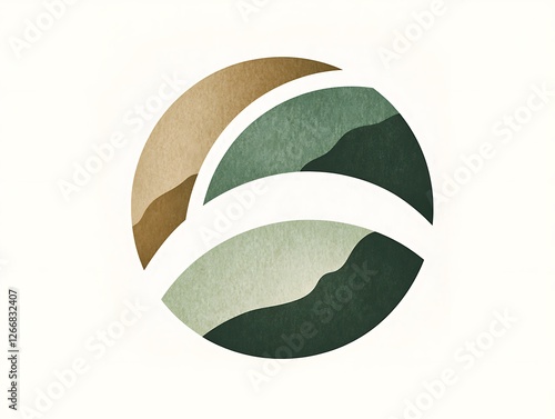 Nature-inspired logo featuring subtle green and brown tones in an organic design on white
