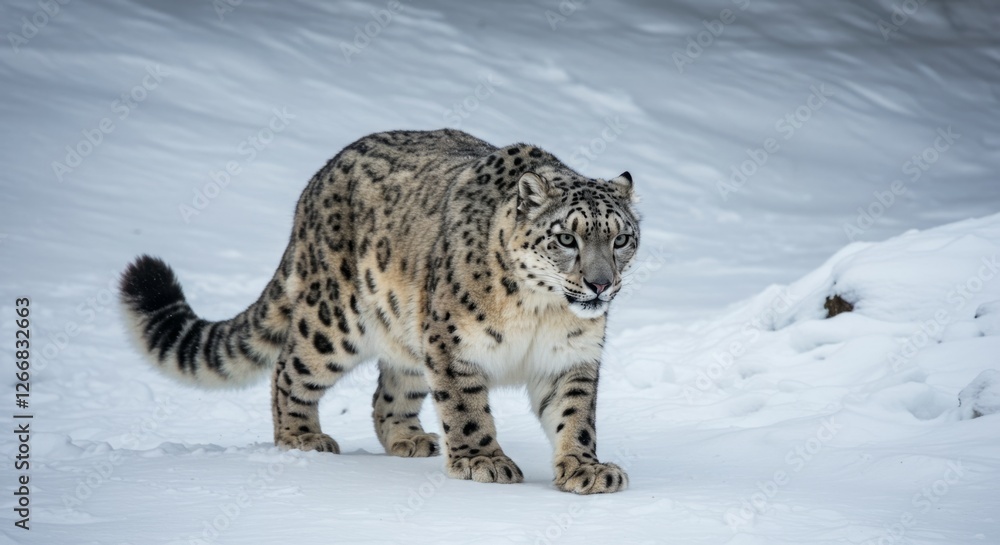 Majestic Snow Leopard in the Winter Wilderness Majestic Snow Leopard in the Winter Wilderness