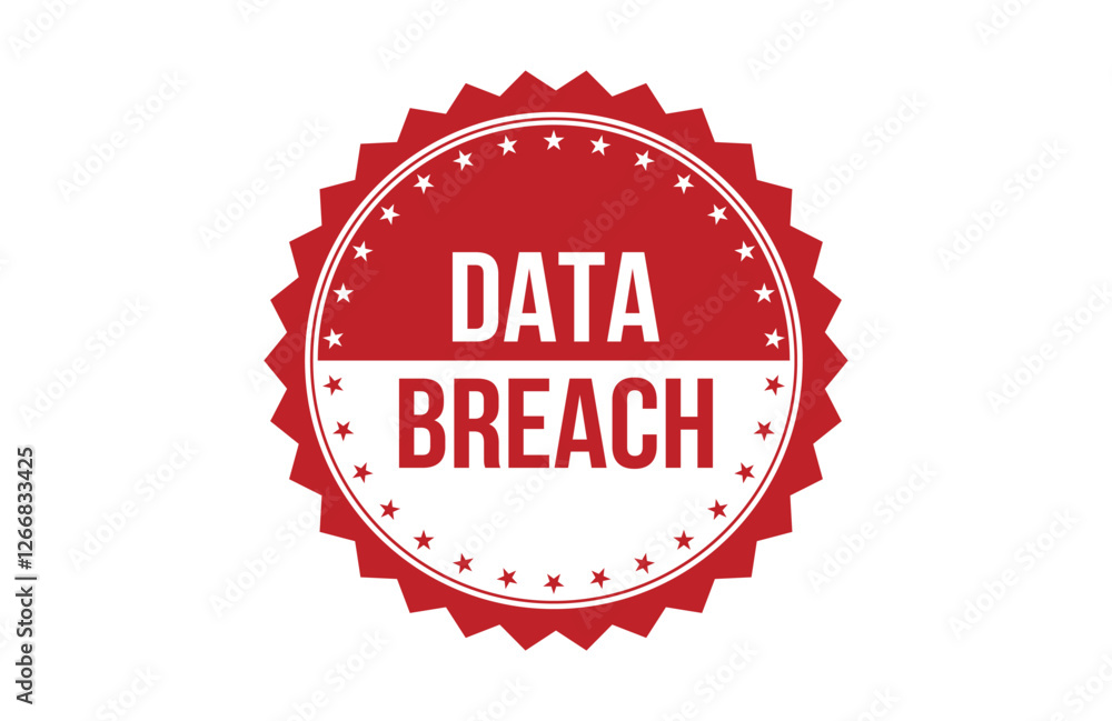 Data Breach red ribbon label banner. Data Breach red ribbon label banner.