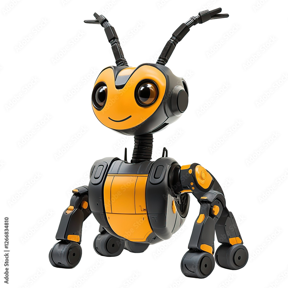 Friendly Cartoon Robot Toy Inspired Klipspringer with Ant-Like Features and Playful Expression Friendly Cartoon Robot Toy Inspired Klipspringer with Ant-Like Features and Playful Expression