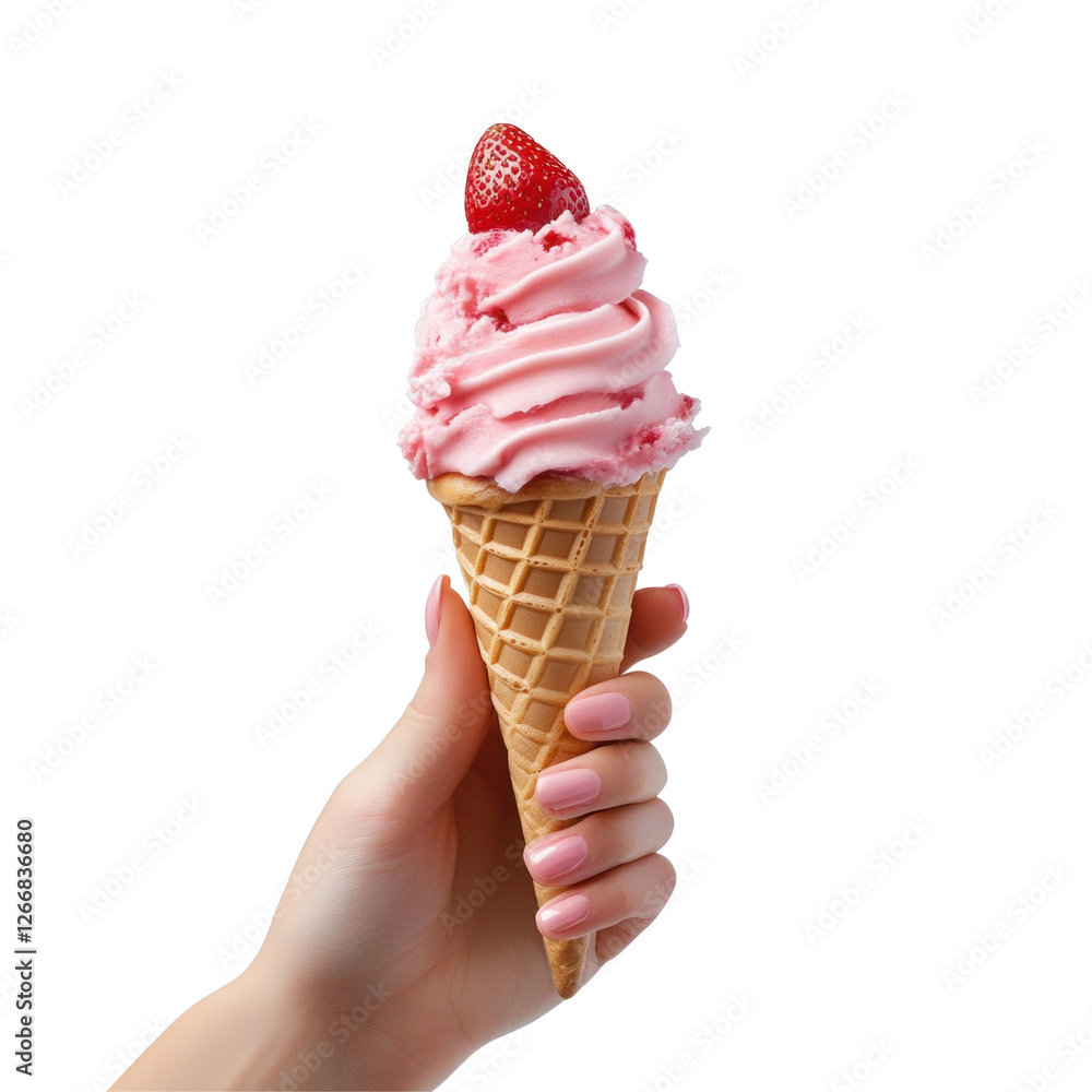 Hand holding ice cream cone isolated on Transparent PNG Hand holding ice cream cone isolated on Transparent PNG