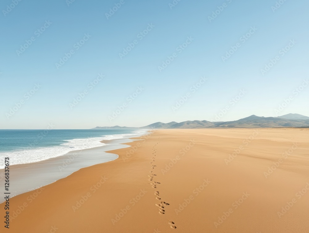 Tranquil Beach Walk at Sunrise Serene Coastal Landscape Nature Photography Peaceful Atmosphere Panoramic View Tranquil Beach Walk at Sunrise Serene Coastal Landscape Nature Photography Peaceful Atmosphere Panoramic View
