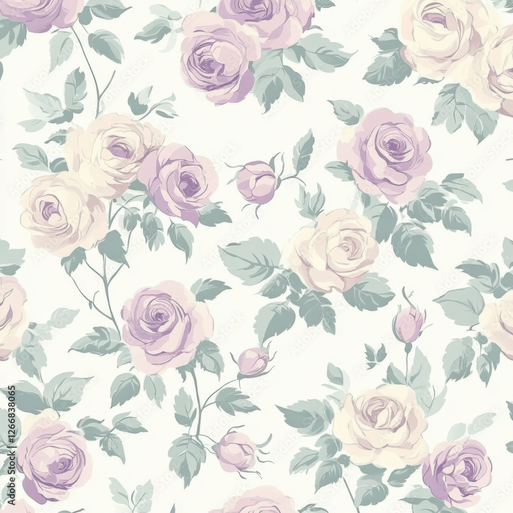 A seamless pattern filled with delicate, small floral motifs spread evenly across the design, featuring soft pastel colors such as blush pink, mint green, and lavender. A seamless pattern filled with delicate, small floral motifs spread evenly across the design, featuring soft pastel colors such as blush pink, mint green, and lavender.
