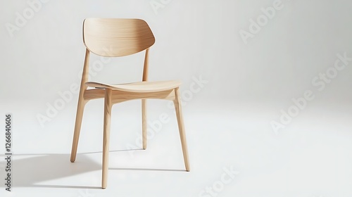 A wooden chair is sitting on a white background