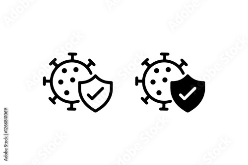 Virus protection icons with shield symbol Vector