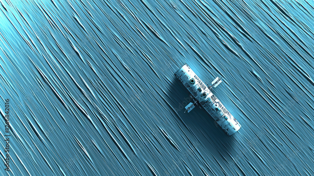 Fototapeta premium Solitary Vessel on an Abstract Turquoise Sea