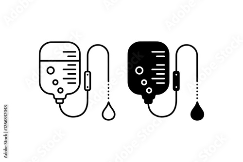 IV drip icons in outline and solid Vector