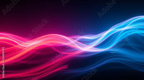 Abstract Light Waves, A Dynamic Display of Luminous Pink and Blue Hues