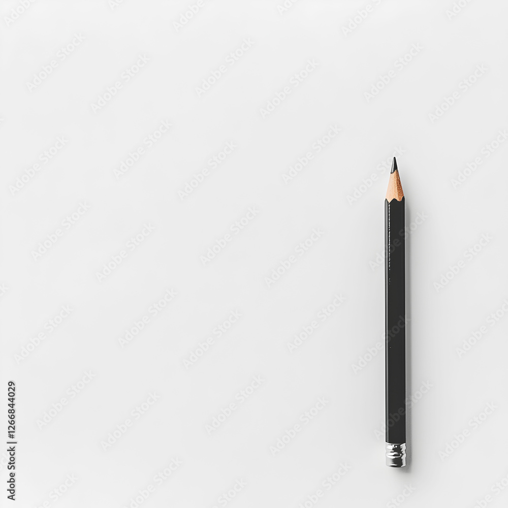 A lead pencil, neatly placed on a clean white background A lead pencil, neatly placed on a clean white background