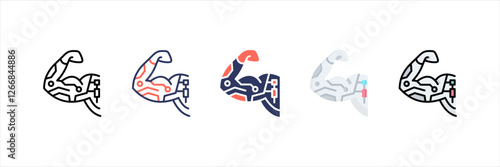 Bionic Hand Multistyle Icon Set