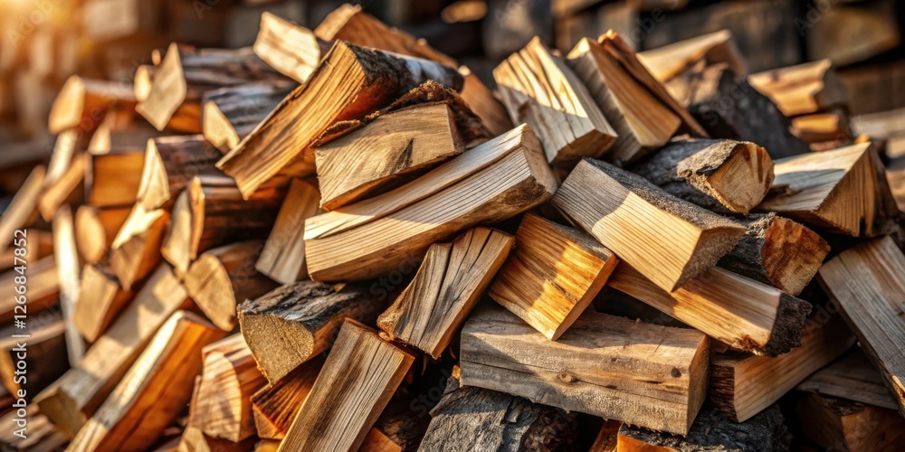 A Warm Pile of Seasoned Firewood, Ready for Cozy Evenings A Warm Pile of Seasoned Firewood, Ready for Cozy Evenings
