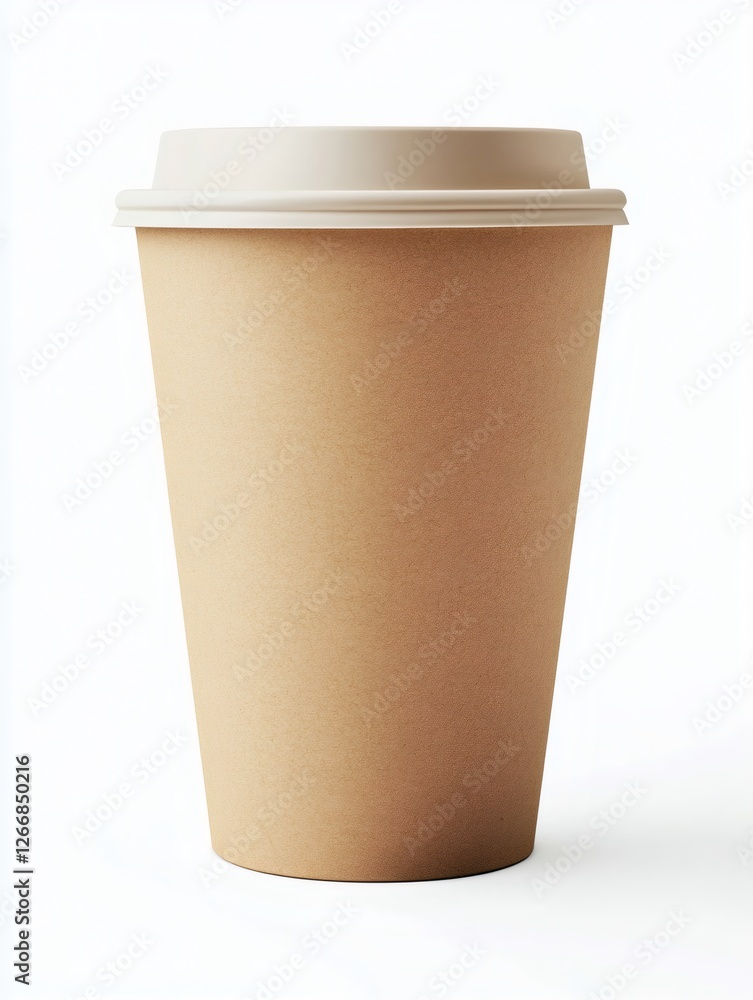 Disposable coffee cup with lid on white background Disposable coffee cup with lid on white background