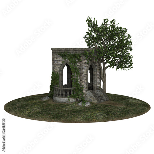 3D render of a medieval fairy-tale building