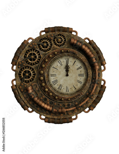 antique Victorian-style steampunk wall clock