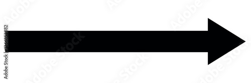 Long arrow. Black arrow pointing right. Black large arrow. Bold thine long arrow. Vector illustration.