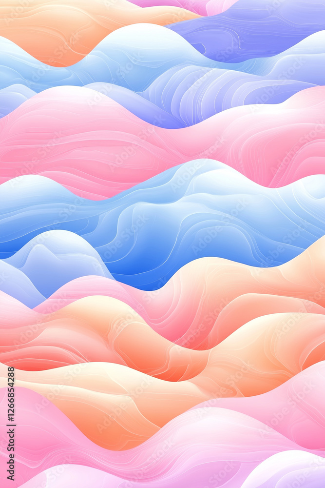 Fototapeta premium Pastel Wave Pattern Background. Soft pastel abstract wave pattern suitable for backgrounds, decor, or artistic designs.
