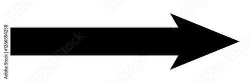 Long arrow. Black arrow pointing right. Black large arrow. Bold thine long arrow. Vector illustration.