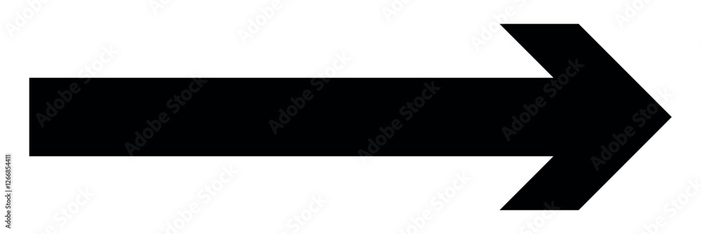 Long arrow. Black arrow icon. Black large arrow pointing right. Bold long arrow. Vector illustration. Long arrow. Black arrow icon. Black large arrow pointing right. Bold long arrow. Vector illustration.
