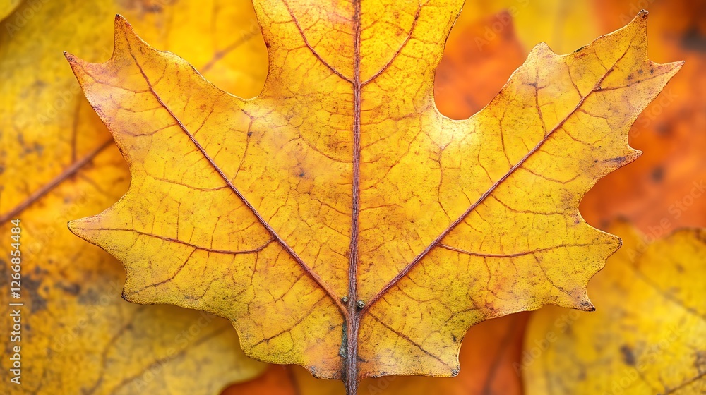 Golden Autumn Maple Leaf Detailed Close Up Golden Autumn Maple Leaf Detailed Close Up