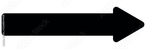 Long arrow. Black arrow pointing right. Black large arrow. Bold thine long arrow. Vector illustration.