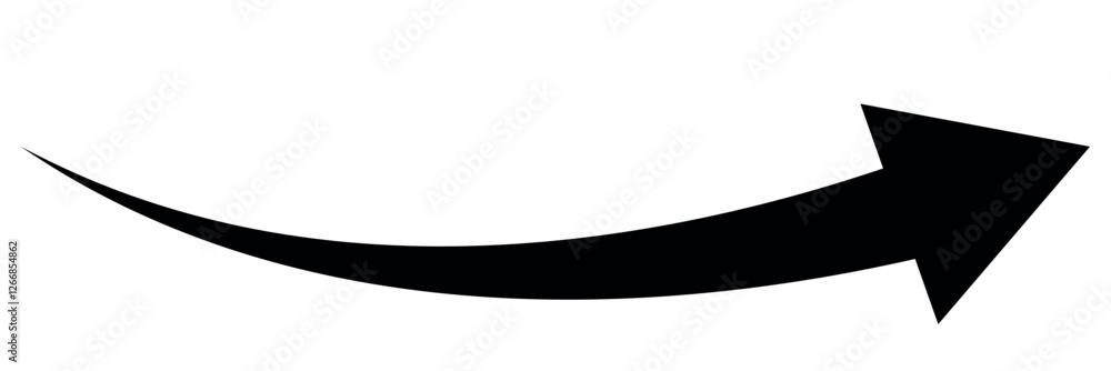 Long arrows icon. Long curved hand drawn arrow isolated on a white background Long arrows icon. Long curved hand drawn arrow isolated on a white background