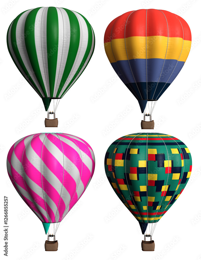 Fototapeta premium 3D render, fantasy hot air balloons