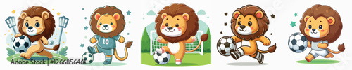 vector of lions playing ball