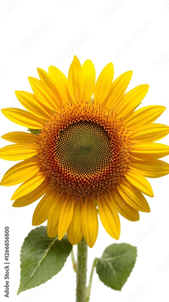 Obraz premium Sunflower Bloom: A vibrant, fully bloomed sunflower with golden petals and a dark brown center radiates sunshine and joy, showcasing the beauty and resilience of nature. 