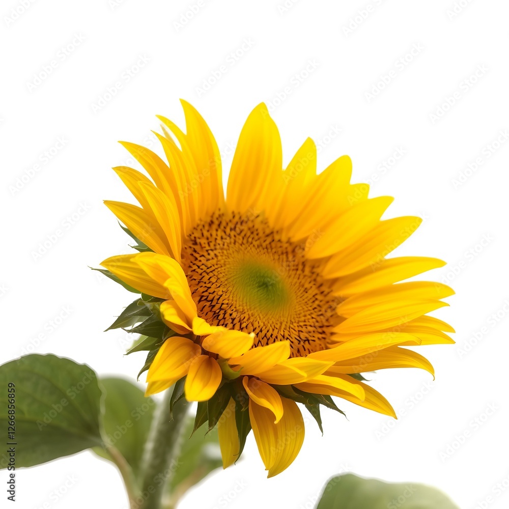 Fototapeta premium Sunflower Radiance: A single sunflower, its vibrant yellow petals unfurling towards the sun, stands proudly in a captivating display of nature's beauty.