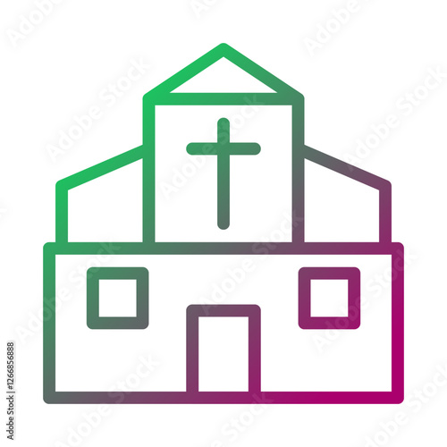 Minimalist Church Icon with Gradient Outline