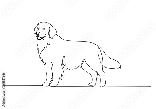 Continuous One Line Golden Retriever | Minimalist Dog Vector Illustration"