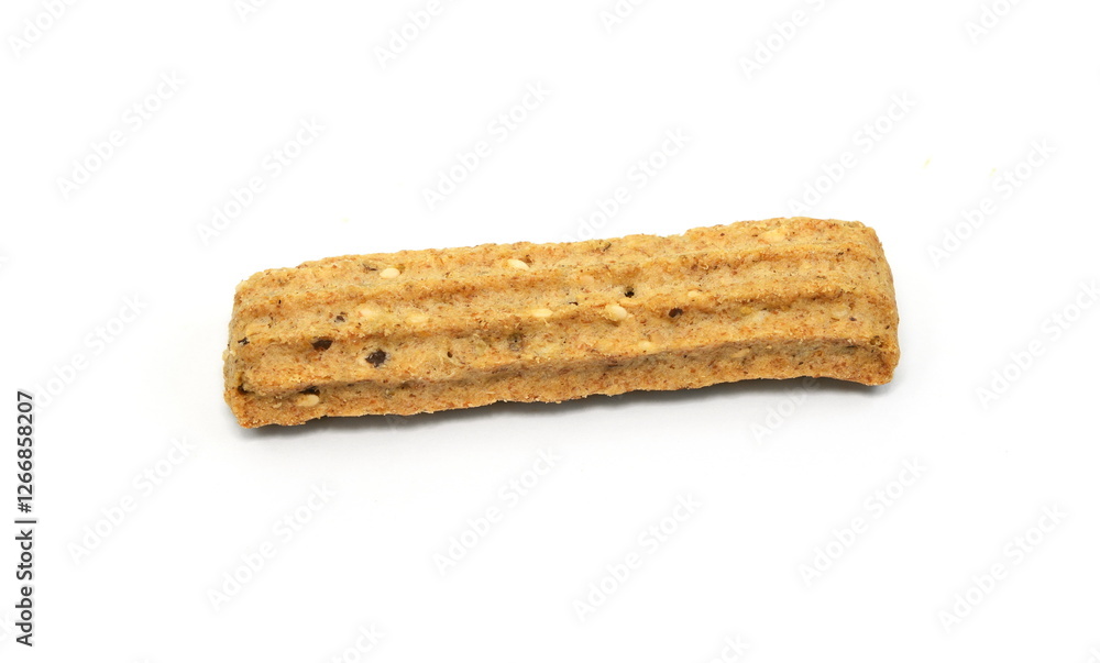 Integral bread sticks with flax seeds and sesame isolated on white background Integral bread sticks with flax seeds and sesame isolated on white background