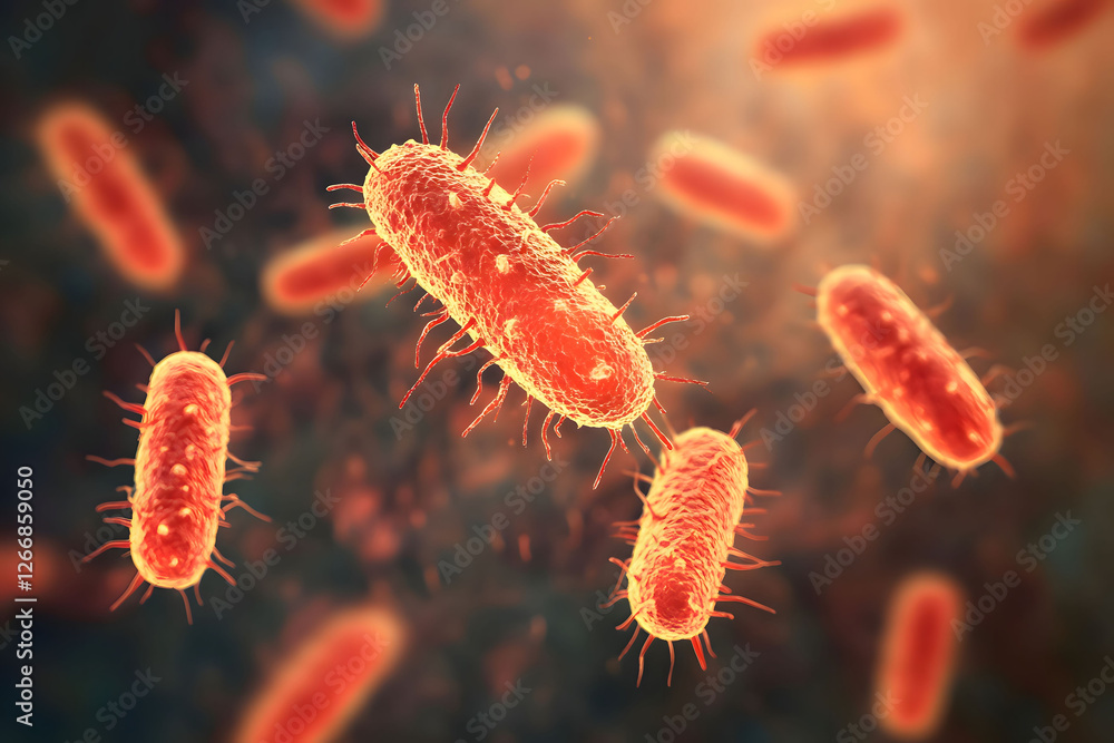 Microscopic World: A Detailed View of Rod-Shaped Bacteria Microscopic World: A Detailed View of Rod-Shaped Bacteria