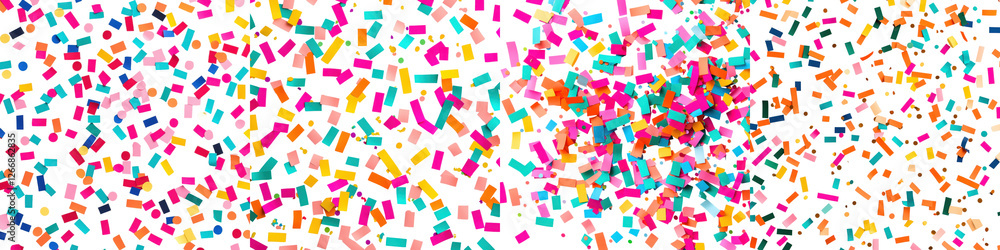 Obraz premium Colorful confetti explosion background with abstract vibrant patterns and textures Multicolored festive confetti scatter splatter and sprinkle across the frame