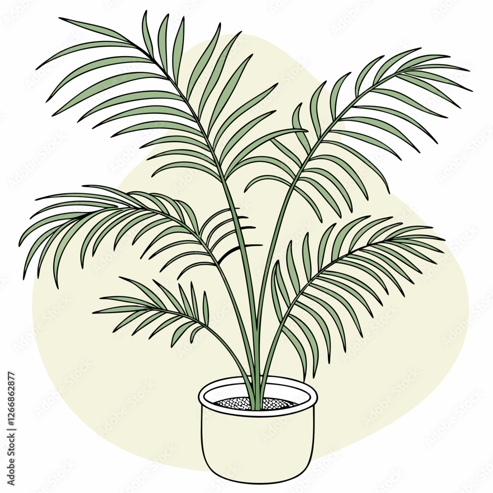 Obraz premium Palm tree plant in pot vector illustration