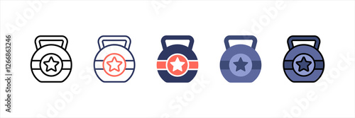 Kettle Bell Multistyle Icon Set