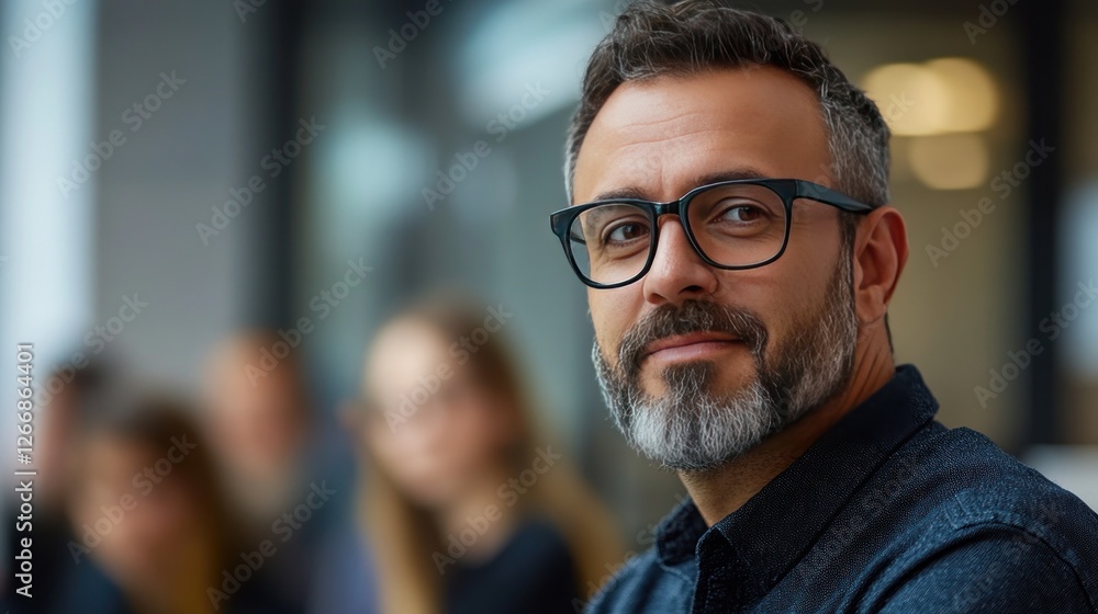 Obraz premium Portrait of a Confident Man in Office Setting