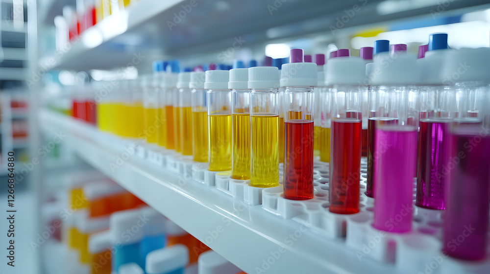 image of medical test tubes filled with different colored liquids in a research facility image of medical test tubes filled with different colored liquids in a research facility