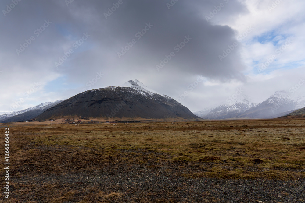 Hoffellsjokull glacier in the South of Iceland sunset landscape Hoffellsjokull glacier in the South of Iceland sunset landscape