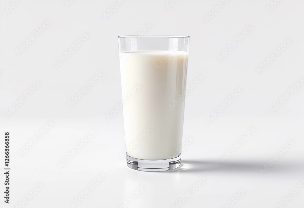 Refreshing Glass of Milk Stands Elegantly on a White Surface. Generative AI Refreshing Glass of Milk Stands Elegantly on a White Surface. Generative AI