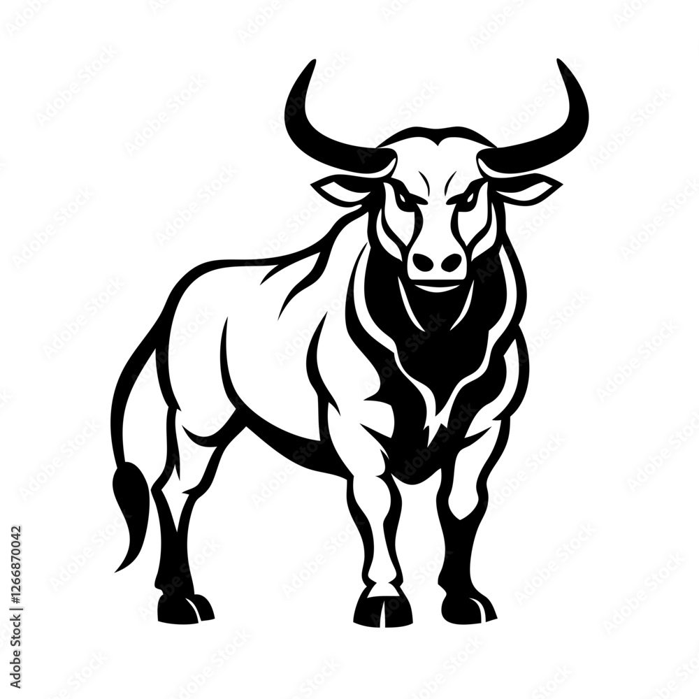 A sleek, modern bull silhouette ideal for branding, finance, or sports logos. A sleek, modern bull silhouette ideal for branding, finance, or sports logos.