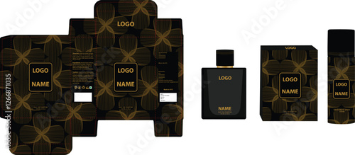 Packaging design, luxury perfume box, deo design mock up box. Illustration vector.