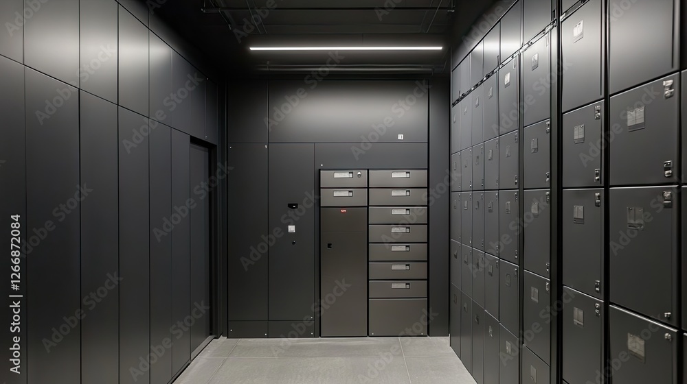 Office with metal drawers for secure document storage Office with metal drawers for secure document storage